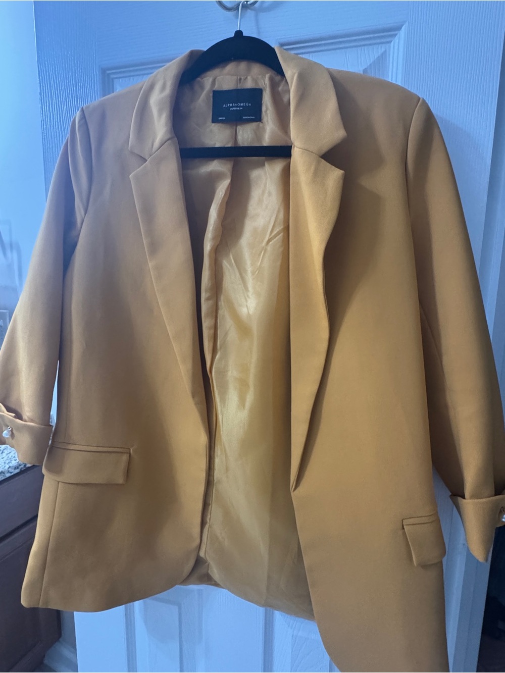 Women's Mustard Yellow Open-Front Blazer Size Small